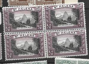 ST HELENA (P0202B) KGV 1/2D CENT SG 114  BL OF 4   MNH