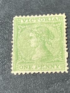 VICTORIA # 30-MINT/HINGED---GREEN---HEAVY-TONED GUM---1863