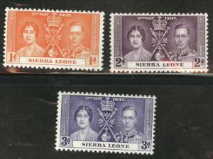 Sierra Leone Scott 170-172 MH* 1937 Coronation set 