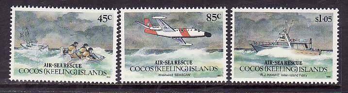 Cocos Is.-Sc#283-5- id10-unused NH set-Planes-Air-Sea Rescue-1993-