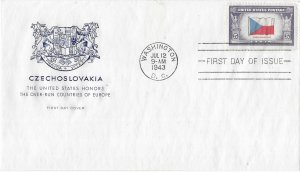 1943 FDC, #910, 5c Overrun Country - Czechoslovakia, House of Farnam