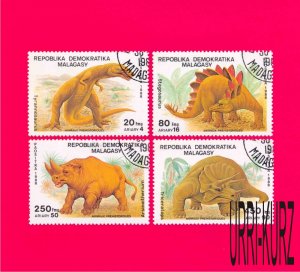 MALAGASY MADAGASCAR 1988 Ancient Prehistoric Fauna Dinosaurs 4v Sc899-902 CTO