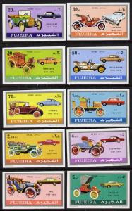 Fujeira 1970 Cars (Old & new) imperf set of 10 unmoun...