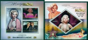 Marylin Monroe Hollywood Legends Cinema Music Benin MNH stamp set 3val and s/s 