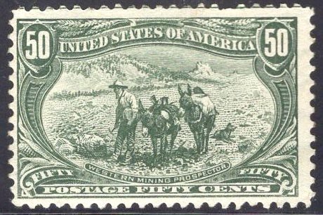 US Stamp Scott #291 50c Trans-Mississippi  MINT Hinged SCV $600. Fresh Paper!