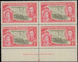 Southern Rhodesia #38, Incomplete Set, Blk of 4, 1907-1910, Never Hinged