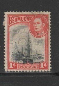 BERMUDA #118  1938  1p  KING GEORGE VI & HAMILTON HARBOR   F-VF  USED  f