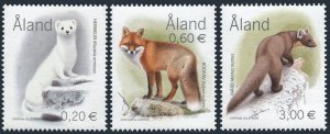 Finland-Aland 218-220, MNH. Mammals 2004. Mustela erminea, Vulpes vulpes, Martes