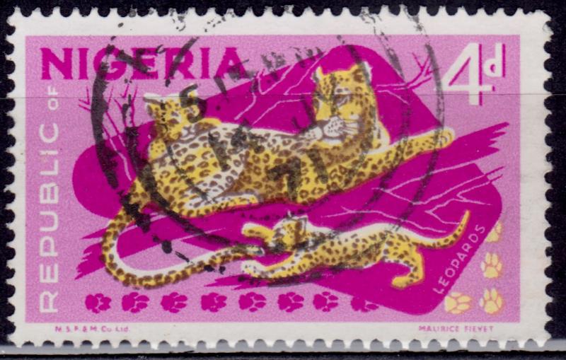 Nigeria, 1965-66, Leopord and Cubs, 4p, sc#189, used
