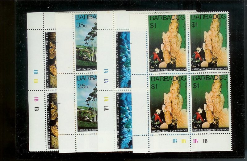 BARBADOS Sc#455-458 Complete Mint Never Hinged PLATE BLOCK Set