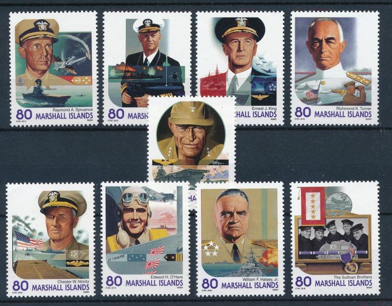 [80940] Marshall Islands 2001  Military heroes of war MNH