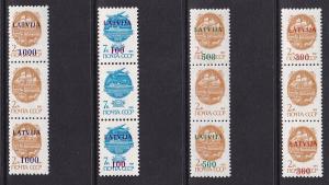 Latvia   #308a-311a    MNH  1991  Russia vertical strips with / without Ovptd.