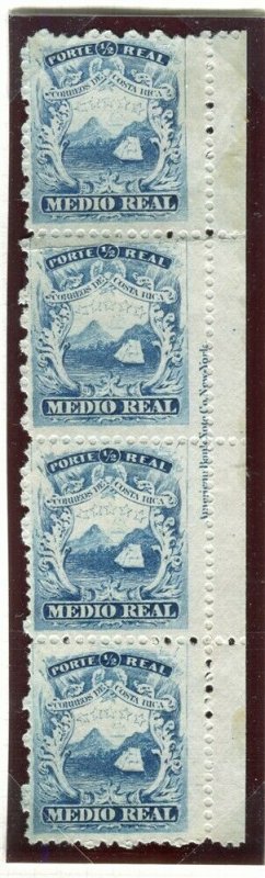 COSTA RICA ; 1863 early classic issue fine MINT Margin Inscription STRIP 1/2r.