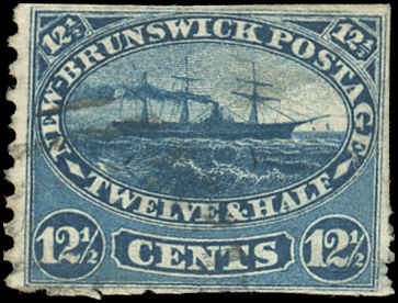 New Brunswick Scott 10 F Used- 1860 12½¢ Steamship-Trimmed on 3 sides
