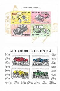 ROMANIA Sc 4132-33 NH 2 SOUVENIR SHEETS OF 1996 - OLD CARS