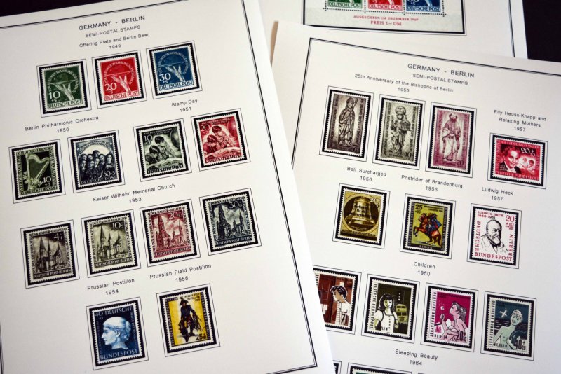 COLOR PRINTED GERMANY BERLIN 1948-1990 STAMP ALBUM PAGES (76 illustrated pages)