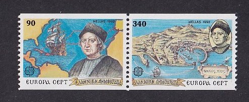 Greece   #1738A-1739Bd  MNH  1992  Europa  pair  discovery of America