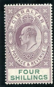 Gibraltar 1903 KEVII 4s dull purple & green MLH. SG 53. Sc 46.