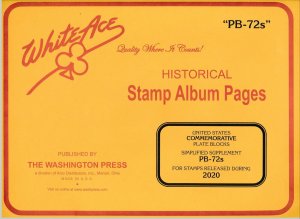 WHITE ACE 2020 US Commemorative Plate Blocks Album Simplified Supplement PB-72s 