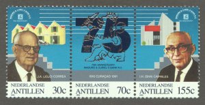 Netherlands Antilles Scott 664a MNHOG Strip of 3-1991 Maduro & Curiel Bank 75th