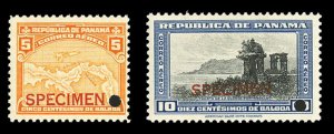 Panama #C112-113, 1949 5c and 10c, set of two, overprinted Specimen, with sec...