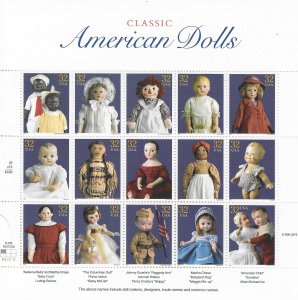 US#3151  32c American Dolls  Sheet of 15 (MNH) CV $13.50