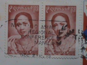 ​PHILIPPINES-1980-AIRMAIL COVER-SC #1489  USED COVER WITH OLD STAMPS VERY FINE