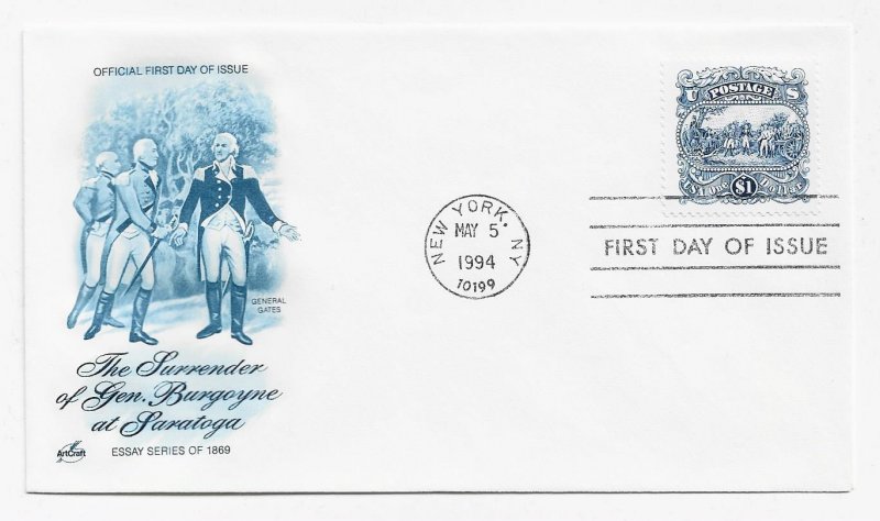 US 2590 $1.00 Surrender at Saratoga on FDC Artcraft Cachet Unaddressed ECV$12.50