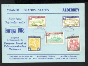 GUERNSEY-ALDERNEY EUROPA 1962 SET ON FIRST DAY CARD