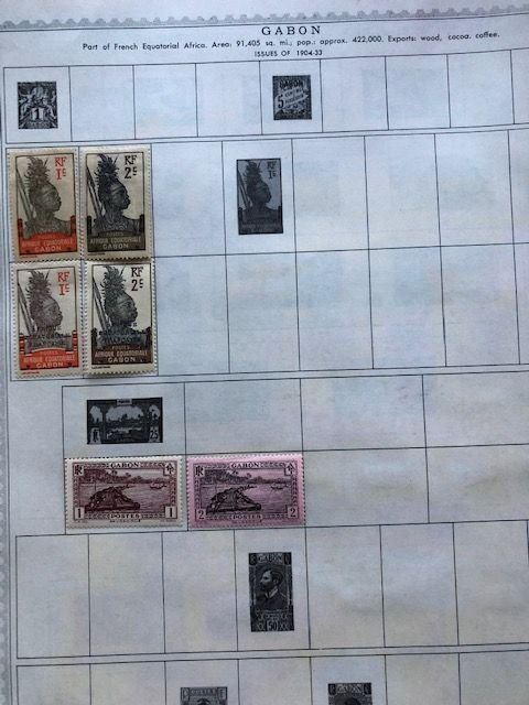 French Equatorial Africa on 11 old album pages