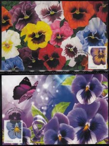 CANADA #2709a-b.1 - FLOWERS -PANSIES. BEAUTIFUL SET of 2 MAXIMUM CARDS