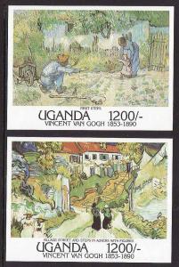Uganda-Sc#916-17-two unused NH sheets-Paintings-van Gogh-199