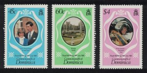 Dominica Charles and Diana Royal Wedding 3v perf 14 1981 MNH SG#747-749