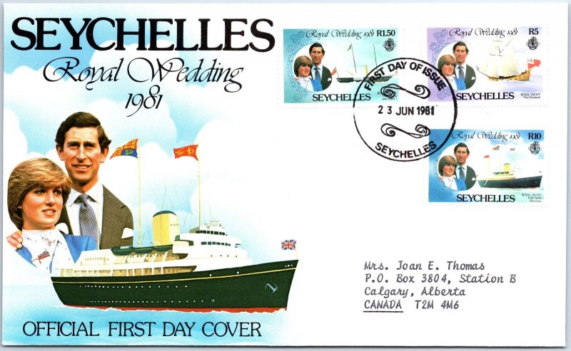 FIRST DAY COVER ROYAL WEDDING PRINCE CHARLES & PRINCESS DIANA SEYCHELLES 1981