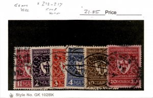 Germany, Postage Stamp, #212-217 Used, 1922 Arms Munich (AJ)