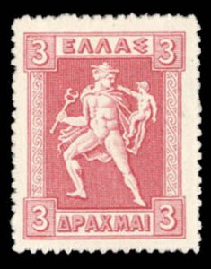 Greece #210 Cat$27.50, 1911 3d carmine rose, hinged