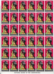 FIRE PREVENTION WEEK POSTER STAMPS FULL SHEET