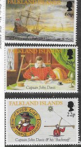 Falkland Islands #558-59,61 Capt. John Davis  (MNH)  CV.$7.10