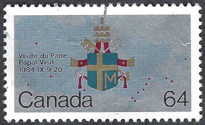 Canada #1030-1031 32¢ & 64¢ Papal Coat of Arms (1984). Used.