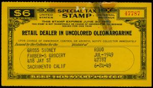 U.S. REV. STAX -RET. DEALER IN UNCOL. OLEO. FYE 1950  Used (ID # 61854)- L