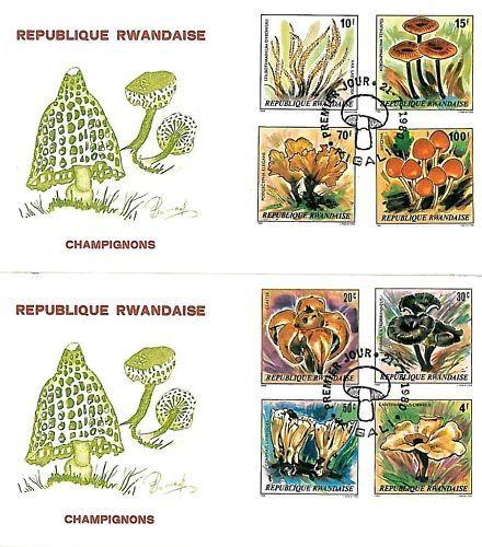 nature: MUSHROOMS FUNGHI - 2 FDC COVER - RWANDA 1980 