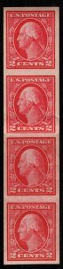 US #409v COIL STRIP STOCK, VF mint never hinged, STRIP of 4,   RARE!