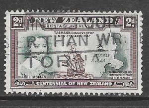 New Zealand 232, 2p Abel Tasman, Ship, Map, used, F-VF