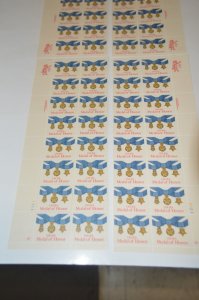 Round robin of strips of 20 Scott #2045 Medal of Honor Stamps from 1983