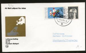 Germany 1975 Frankfurt - Stuttgart Lufthansa Sport First Flight Cover # 16464