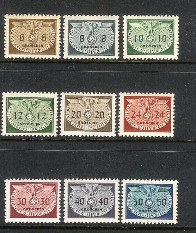 Poland German Occupation WWII NO16-NO24 MNH