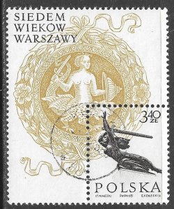 POLAND 1965 3.40z WARSAW Anniversary Issue Sc 1342 CTO Used Mermaid