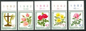 SWITZERLAND 1982 ROSES Flowers Pro Juventute Semi Postal Set Sc B492-B496 MNH