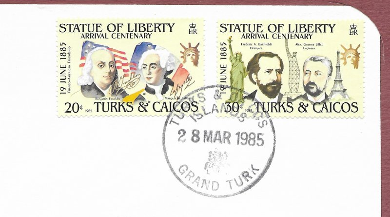 Statue of Liberty Turks and Caicos 1986 FDC with write up.