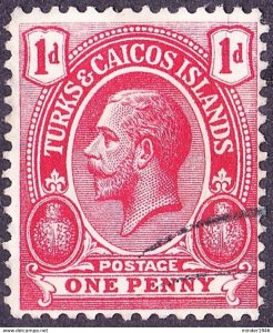 TURKS & CAICOS ISLANDS 1918 KGV 1d Rose-Carmine SG130b FU